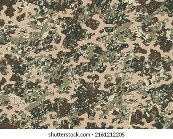 Repeated Beige Modern Vector Camo Textile.  Dark Seamless Abstract Graphic Army Art. Black Seamless Monochrome Graphic Commando Pattern. Repeated Brown Vector Camouflage Fabric. 