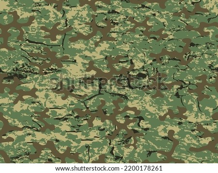 Repeated Beige War Graphic Army Texture.  Brown Seamless Modern Vector Camouflage Background. Dark Seamless Colorful Graphic Camo Fabric. Repeated Desert Vector Military Design. 