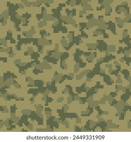 Wiederholte schwarze Abstrakte Vektorgrafik Kommando Textur.  Grüne nahtlose Mode geometrische Camo-Hintergrund. Khaki nahtlose monochrome digitale Armee-Muster. Dunkler Pixel Soldier-Druck. 