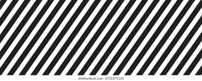 Repeated black diagonal lines on white background. Slanted parallel stripes pattern. Tilted striped print. Angled streaks wallpaper. Abstract minimalistic design. Vector graphic illustration.