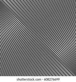 Repeated black diagonal lines on white background. Surface pattern design with linear ornament. Disco lights motif. Stripes wallpaper. Digital paper for web designing. Vector art