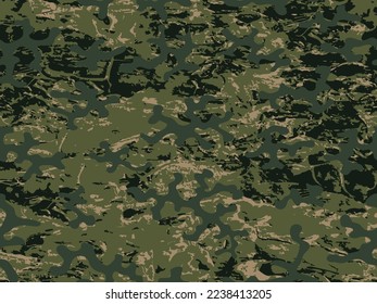 Repeated Black Graphic Vector Camouflage Design.  Desert Seamless Abstract Graphic Military Wallpaper. Brown Repeated War Graphic Army Art. Seamless Green Vector Combat Pattern. 