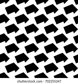 Repeated black slanted shapes on white background. Seamless surface pattern design with polygons ornament. Hexagonal blocks wallpaper. Jagged figures motif. Digital paper for print, page fill. Vector.