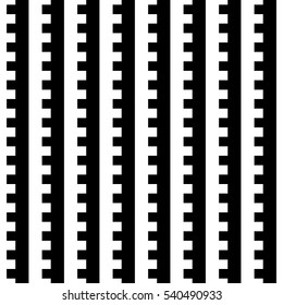 Repeated black zip lines on white background. Seamless vertical striped surface pattern. Stripes abstract wallpaper. Heraldry motif. Digital paper for web design, textile print. Vector illustration
