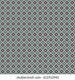 Repeated blue diamonds background. Geometric motif. Seamless surface pattern design with retro colors rhombuses ornament. Grid digital paper, textile print, web designing. Vector art.