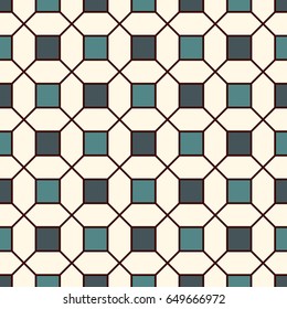 Repeated blue squares abstract background. Minimalist seamless surface pattern with geometric ornament. Simple modern print. Checkered wallpaper. Vector art