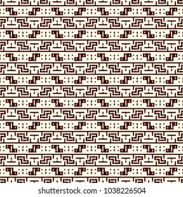 Repeated border with creative puzzle. Mosaic abstract background. Seamless pattern design with geometric ornament. Pixel art surface texture. Digital paper, textile print, page fill. Vector art