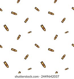 Repeated bullets, gold ammunition seamless pattern background.