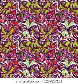 Repeated butterflies. Sketch, doodle, scribble. Vector illustration. Endless. Cute girly seamless pattern drawn by hand.