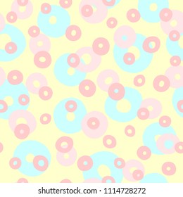 Repeated circles drawn by hand. Geometric seamless pattern for children. Endless girlish print. Girly vector illustration.