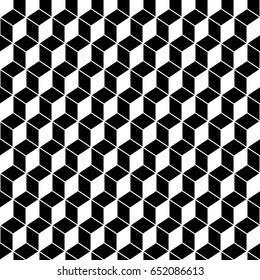 Repeated color cubes background. Rhombuses tessellation wallpaper. Seamless surface pattern design with polygons. Cubic motif. Digital paper with dices for page fills, web designing, textile print.