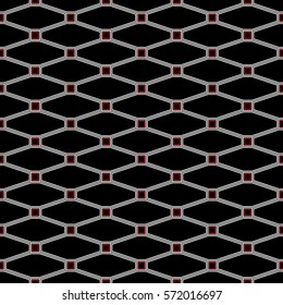 Repeated color figures and lines on white background. Geometrical wallpaper. Seamless surface pattern design with elongated octagons and squares. Diamonds motif. Digital paper for textile print.