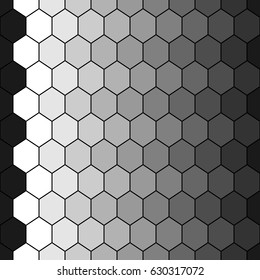 Repeated color polygons on black background. Honeycomb wallpaper. Seamless surface pattern design with regular hexagons. Mosaic motif. Digital paper for page fills, web designing, textile print.