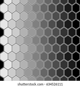 Repeated color polygons on white background. Honeycomb wallpaper. Seamless surface pattern design with regular hexagons. Mosaic motif. Digital paper for page fills, web designing, textile print.