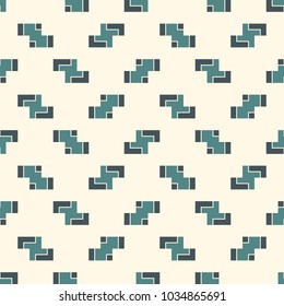 Repeated creative puzzle mosaic abstract background. Seamless pattern design with geometric ornament. Pixel art surface texture. Contemporary camouflage wallpaper. Digital paper with overlay figure