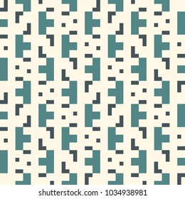 Repeated creative puzzle mosaic abstract background. Seamless surface pattern design with simple geometric ornament. Modern style surface texture. Digital paper, textile print, page fill.