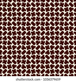 Repeated creative puzzle mosaic abstract background. Seamless pattern design with geometric ornament. Pixel art surface texture. Contemporary camouflage wallpaper. Digital paper with overlay figure