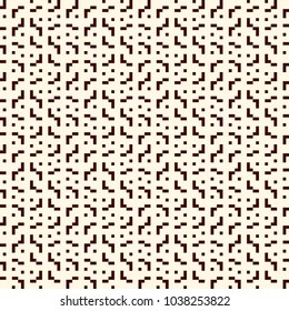 Repeated creative puzzle mosaic abstract background. Seamless pattern design with geometric ornament. Pixel art surface texture. Contemporary camouflage wallpaper. Digital paper with overlay figure