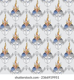 repeated custom abstract with fire pattern in line