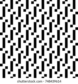 Repeated dashes and dots background. Seamless surface pattern design with mosaic ornament. Ethnic embroidery motif. Grid wallpaper. Digital paper for page fills, web designing, textile print. Vector.