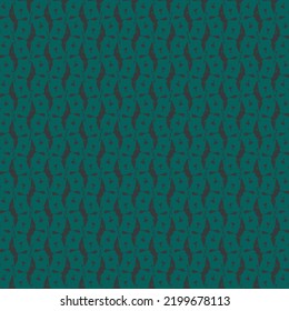 Repeated decorative design consisting of small waves, drops, and other elements. Pattern made in black on a blue backing. Wallpaper texture.