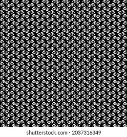 Wiederholte Dekoration in Schwarz-Weiß, bestehend aus kleinen, hier und da markierten Pflastern. Scarf-Textur.