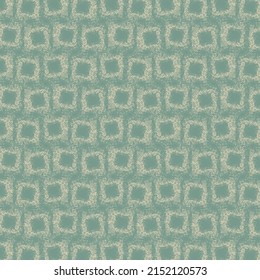 Repeated decorative design with small square frames arranged on a slightly wavy line. Textured pattern in blue and gray shades. Abstract vector.