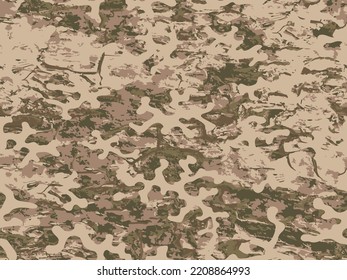 Repeated Desert Fashion Vector Military Background.  Brown Seamless Grunge Graphic Combat Print. Beige Seamless Monochrome Graphic Commando Textile. Repeated Dark Vector Camouflage Pattern. 