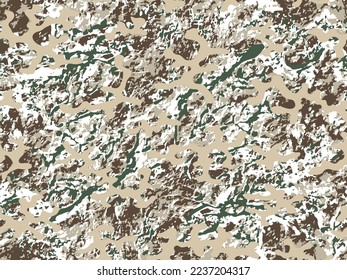 Repeated Desert Modern Graphic Camo Textile.  Khaki Seamless Colorful Vector Combat Fabric. Beige Seamless War Vector Military Print. Repeated Black Graphic Army Design. 