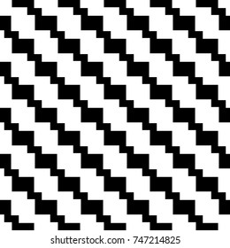 Repeated diagonal wavy stripes background. Seamless surface pattern design with mosaic ornament. Optical art motif. Striped wallpaper. Digital paper for page fill, web designing, textile print. Vector