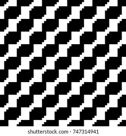 Repeated diagonal wavy stripes background. Seamless surface pattern design with mosaic ornament. Optical art motif. Striped wallpaper. Digital paper for page fill, web designing, textile print. Vector
