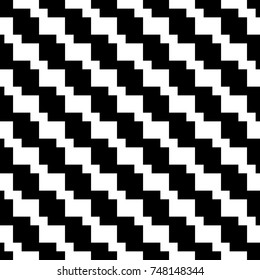 Repeated diagonal wavy stripes background. Seamless surface pattern design with mosaic ornament. Optical art motif. Striped wallpaper. Digital paper for page fill, web designing, textile print. Vector