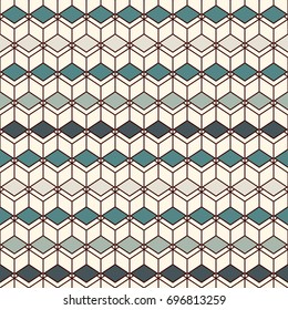 Repeated diamonds background. Geometric shapes wallpaper. Seamless pattern design with polygons tessellation. Rhombuses and lozenges motif. Digital paper, page fills, textile print. Vector art