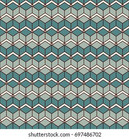 Repeated diamonds background. Geometric shapes wallpaper. Seamless pattern design with polygons tessellation. Rhombuses and lozenges motif. Digital paper, page fills, textile print. Vector art