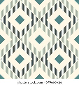 Repeated diamonds and hatch lines. Ikat wallpaper. Seamless surface pattern with native design. Ethnic ornamental motif. Digital paper, page fills, textile print. Vector art