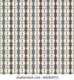 Repeated diamonds and lines background. Ethnic wallpaper. Seamless surface pattern design with rhombuses ornament. Ornamental motif. Digital paper for textile print, web designing. Vector art.