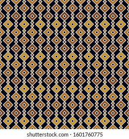 Repeated diamonds and rhombuses motif. Folk background. Folkloric wallpaper. Geometric ornament. Geo digital paper, textile print. Vector art. Ethnic, tribal seamless surface pattern. 