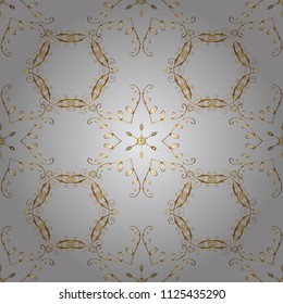 Repeated doodles. Seamless ornament. Vector. Lace pattern. Vector. Geometric pattern. Royal style. Linear pattern. Sketch, scribble, doodle on gray, beige and brown colors. In vintage style.