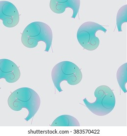 Repeated drawing of an elephant. Vector illustration
