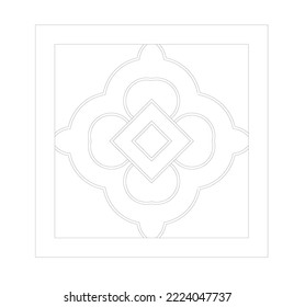 Repeated geometry pattern in 2D form drawn with CAD. Black line and white background.