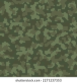 Repeated Green Abstract Graphic Soldier Background.  Black Seamless War Geometric Army Print. Dark Seamless Monochrome Pixel Commando Design. Khaki Digital Military Fabric. 