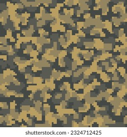 Digital camouflage pattern, seamless camo texture. Abstract pixelated  military style background. Easy to edit mosaic vector illustration Stock  Vector