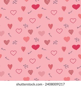 Repeated hearts. Cute romantic seamless pattern. Vector illustration.
