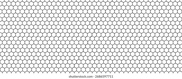 Repeated hexagon shapes pattern. Honeycomb background. Minimalistic print with hexahedrons. Mosaic geometric texture. Tile floor, fence or fishnet surface. Vector graphic illustration.