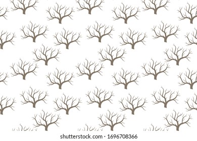 ilustración repetida de un árbol seco, fondo blanco, ilustración vectorial.
