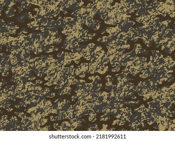 Repeated Khaki Colorful Vector Camouflage Print.  Beige Seamless War Graphic Camo Background. Dark Repeated Modern Vector Military Pattern. Seamless Black Graphic Combat Art. 