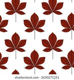Repeated leaf pattern in rich brown showcasing autumn vibes on a clean white background
