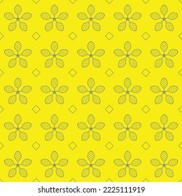 repeated line flowers and boxes on yellow background pattern vector design. well use as wallpaper