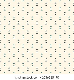 Repeated mini triangles on white background. Simple abstract wallpaper. Seamless surface pattern design with geometric figures. Modern style digital paper, textile print, page fill. Vector art
