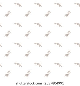 Repeated minimalist leaf pattern design in soft brown on white background.